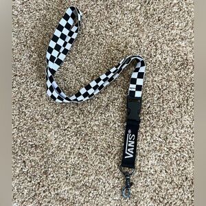 Vans Checkered Detachable Lanyard Keychain Black and White